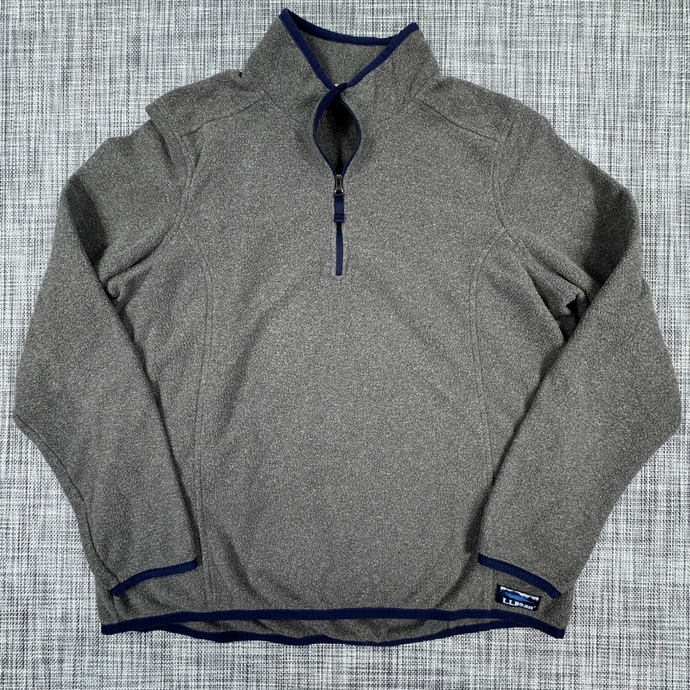 L.L.Bean Women's Quarter Zip Fleece Pullover Gray Large Regular Recycled